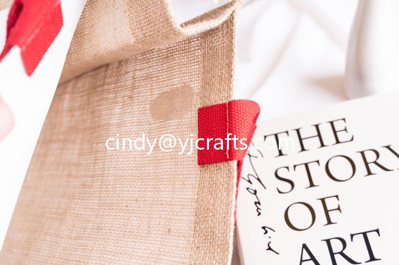 Custom Logo Size Burlap Beach Wine Hand Tote Jute Linen Bags