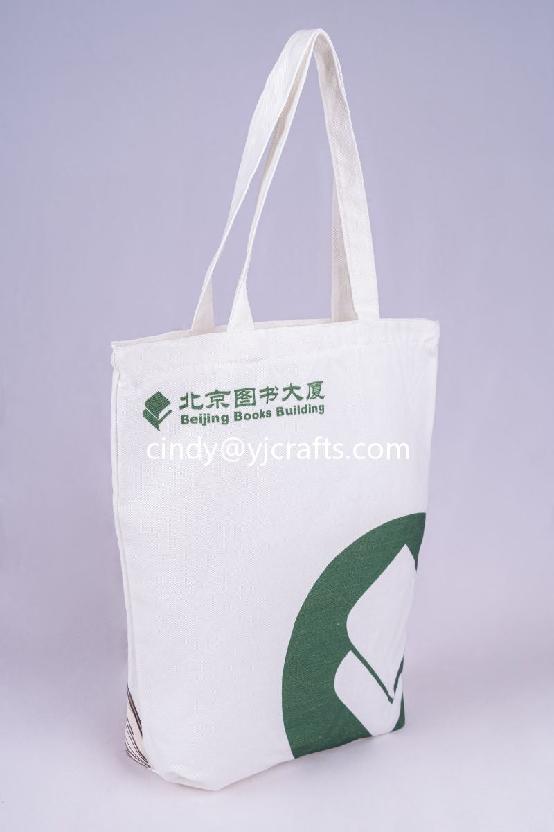 Custom Logo Tote Bags on Natural Cotton, Printed Fabric Shopping